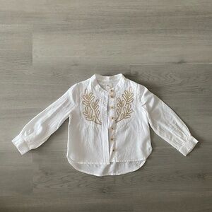 Banana Republic White Shirt with Gold Embroidery